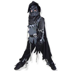 🛡️ NWT Medieval Skeleton Knight Costume – Boys Halloween Outfit ⚔️💀